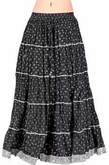 Rajasthani Black Booti Pure Cotton Long Skirt