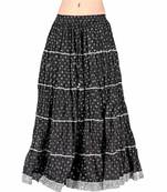 Rajasthani Black Booti Pure Cotton Long Skirt