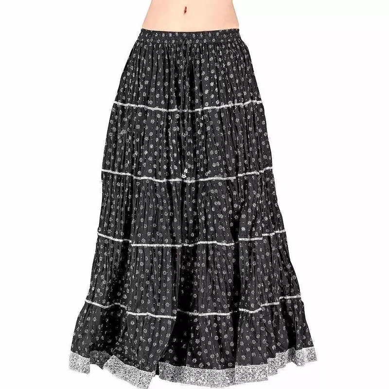 Rajasthani Black Booti Pure Cotton Long Skirt
