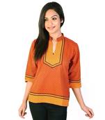 Jaipuri Ethnic Hand Block Print Red Cotton Top