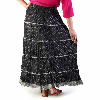 Rajasthani Black Booti Pure Cotton Long Skirt 2