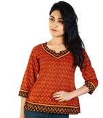 Designer Red Girls Indian Pure Cotton Kurti