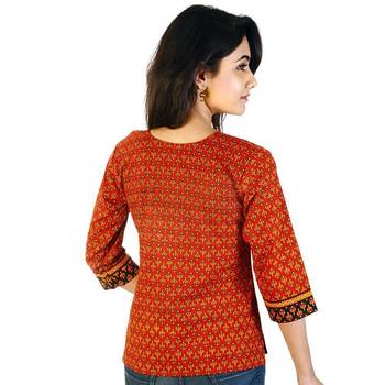 Designer Red Girls Indian Pure Cotton Kurti 2