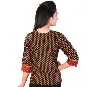 Jaipuri Print Designer Red Black Cotton Kurti 2
