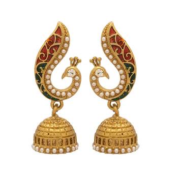 Gold Plated Beautiful Pearl Peacock Jhumki 1
