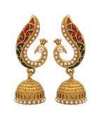 Gold Plated Beautiful Pearl Peacock Jhumki