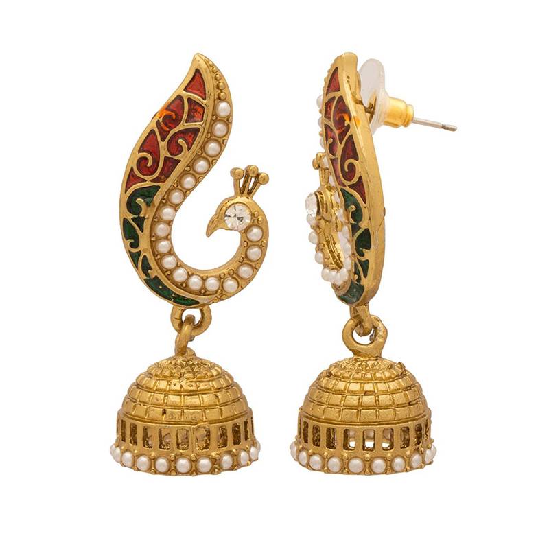 Gold Plated Beautiful Pearl Peacock Jhumki