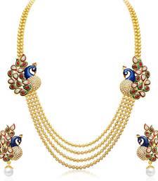 24K Gold Plated Royal Pearl Meenakari Multi Layered Chain Set