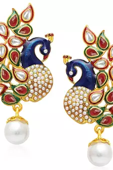 24K Gold Plated Royal Pearl Meenakari Multi Layered Chain Set