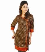 Designer Jaipuri Print Red Black Cotton Kurti