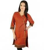 Ethnic Design Hand Block Red Black Cotton Top