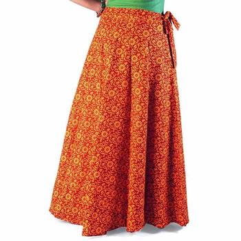 Ethnic Yellow Cotton Wrap Around Cotton Skirt 2