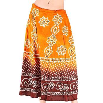 Mirror Work Bandhej Rajasthani Cotton Skirt 1
