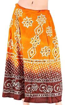 Mirror Work Bandhej Rajasthani Cotton Skirt