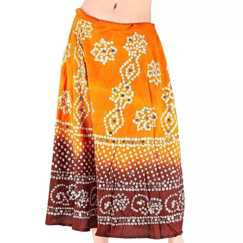 Mirror Work Bandhej Rajasthani Cotton Skirt