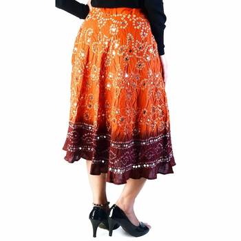 Mirror Work Bandhej Rajasthani Cotton Skirt 2