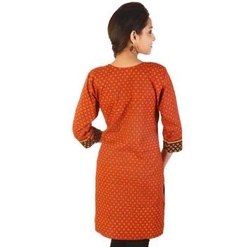 Ethnic Girls Hand Block Print Red Cotton Kurti 2