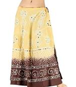 Bandhej Exclusive Beige Brown Cotton Skirt