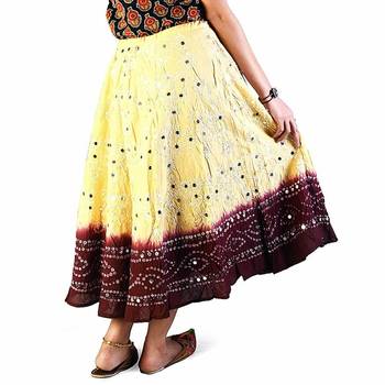 Bandhej Exclusive Beige Brown Cotton Skirt 2