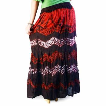 Ethnic Tie N Dye Dark Maroon Long Cotton Skirt 2