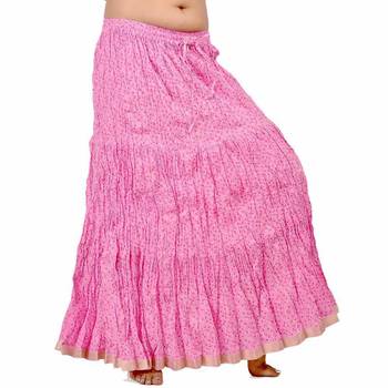Zari Border Pink Cotton Fashionable Long Skirt 1