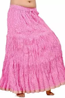 Zari Border Pink Cotton Fashionable Long Skirt