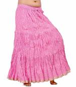Zari Border Pink Cotton Fashionable Long Skirt
