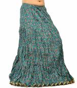 Ethnic Zari Border Aqua Blue Pure Cotton Skirt
