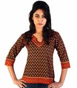 Rajasthani Block Print Red Black Cotton Top