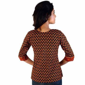 Rajasthani Block Print Red Black Cotton Top 2