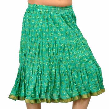 Ethnic Rajasthani Green Cotton Short Skirt 1