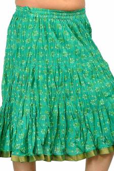 Ethnic Rajasthani Green Cotton Short Skirt