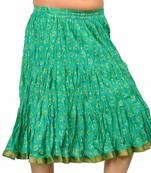 Ethnic Rajasthani Green Cotton Short Skirt