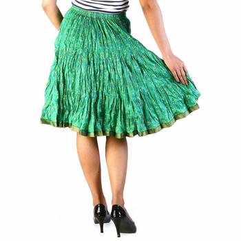 Ethnic Rajasthani Green Cotton Short Skirt 2