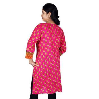 Jaipuri Handblock Flower Print Pink Cotton Top 2