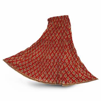 Ethnic Hand Block Print Red Cotton Long Skirt 2