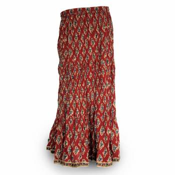 Ethnic Hand Block Print Red Cotton Long Skirt 3