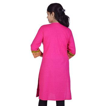 Exclusive Designer Printed Pink Cotton Kurti 2