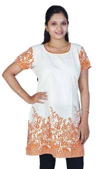 Rajasthani Abstract Print Orange Ivory Kurti