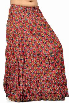 Rajasthani Blue Red Bootie Cotton Long Skirt