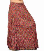 Rajasthani Blue Red Bootie Cotton Long Skirt