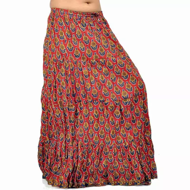 Rajasthani Blue Red Bootie Cotton Long Skirt