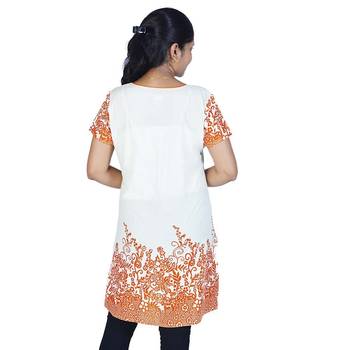 Rajasthani Abstract Print Orange Ivory Kurti 2