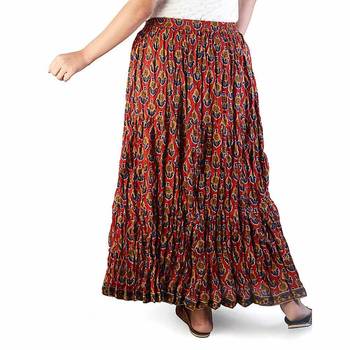 Rajasthani Blue Red Bootie Cotton Long Skirt 2