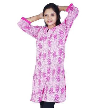 Designer Girls Multiprint Cute Pink Cotton Top 1