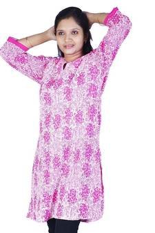 Designer Girls Multiprint Cute Pink Cotton Top