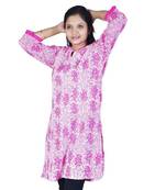 Designer Girls Multiprint Cute Pink Cotton Top