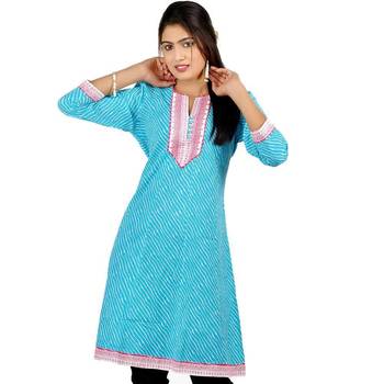 Exclusive Hot Designer Girls Blue Cotton Kurti 1