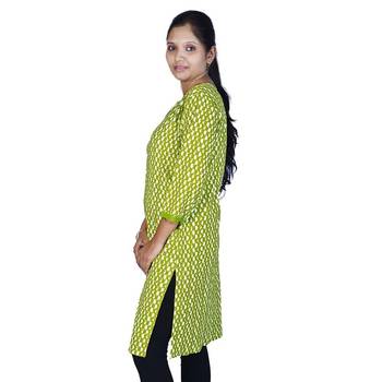 Ethnic Green Printed Light Green Cotton Kurti 3