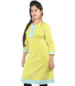 Exclusive Hand Block Print Green Cotton Kurti